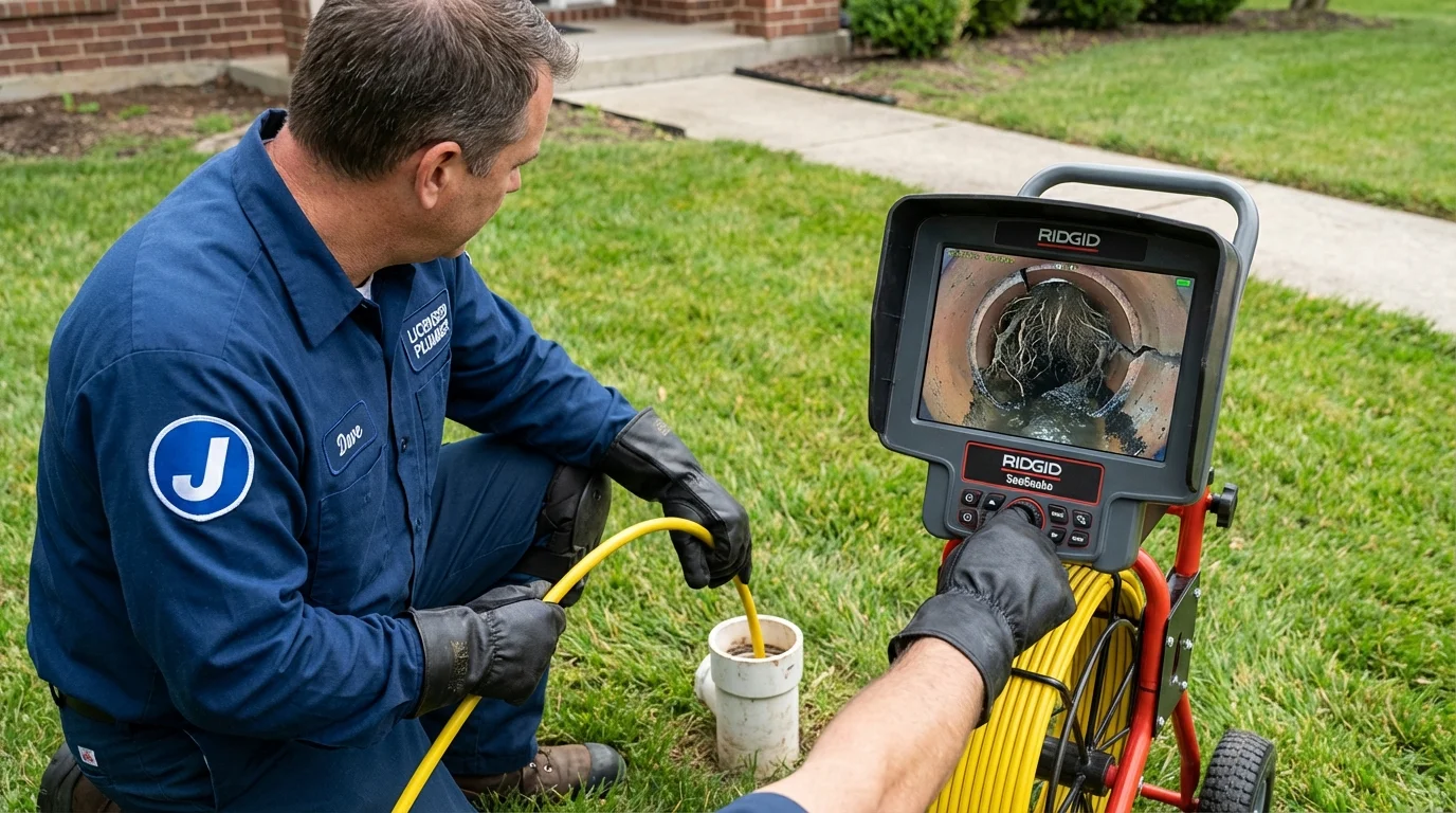 Sewer camera inspection being performed by Johns Plumbing LLC in Northbrook