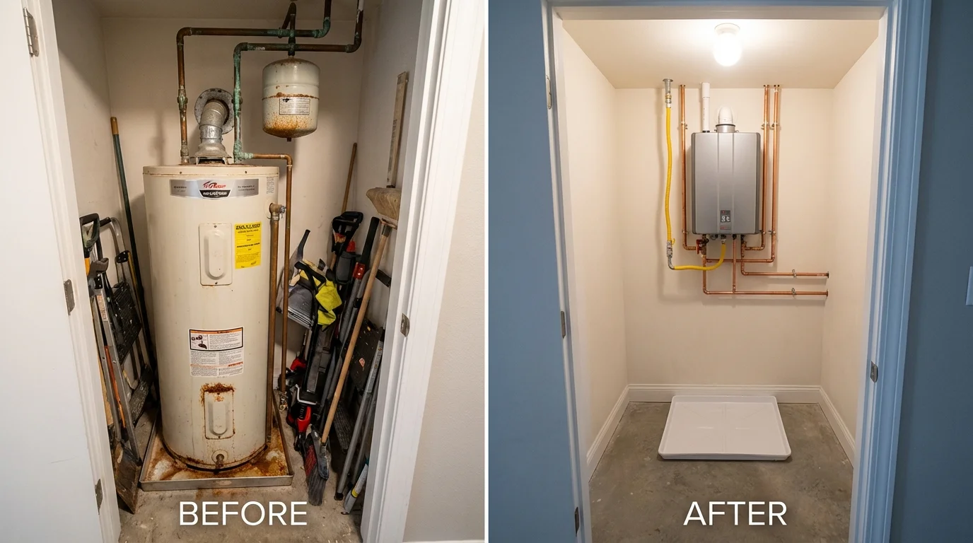 Tank water heater versus wall-mounted tankless unit comparison for Northbrook, IL homeowners